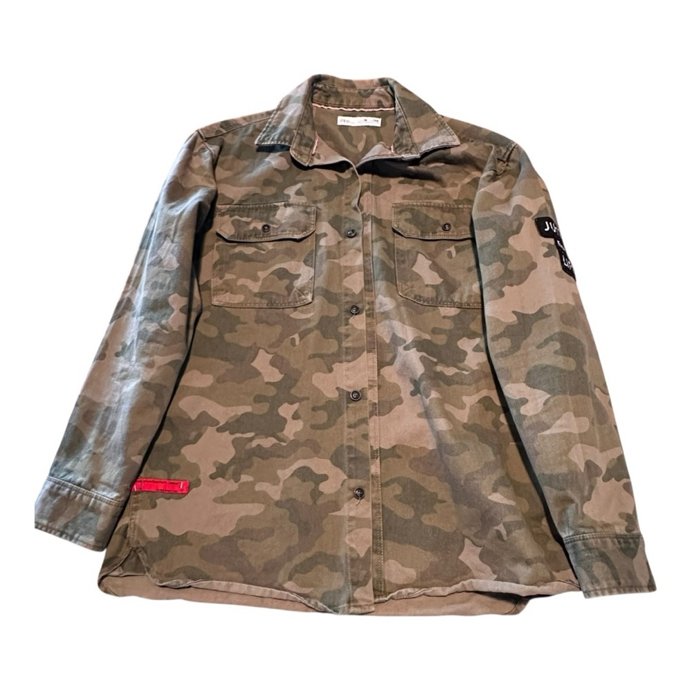 Zara‎ Kids Camo Button Up Shirt Jacket Size 10 Utility Military Style